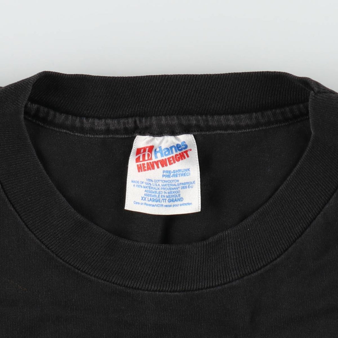 90'S Hanes Heavyweight Print T-Shirt, Men's XXL equivalent, Vintage cotton black type Vintage Second Hand