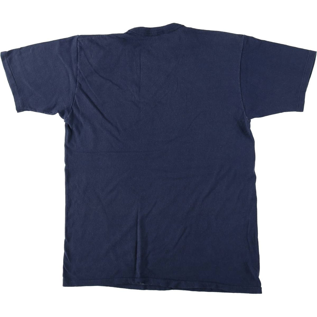 70s-80'S sportswear printed T-shirt, made in USA, men's size XL equivalent, vintage. cotton navy blue type Vintage Second Hand