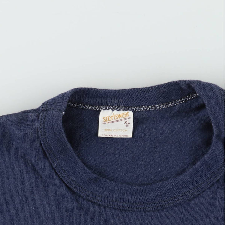 70s-80'S sportswear printed T-shirt, made in USA, men's size XL equivalent, vintage. cotton navy blue type Vintage Second Hand