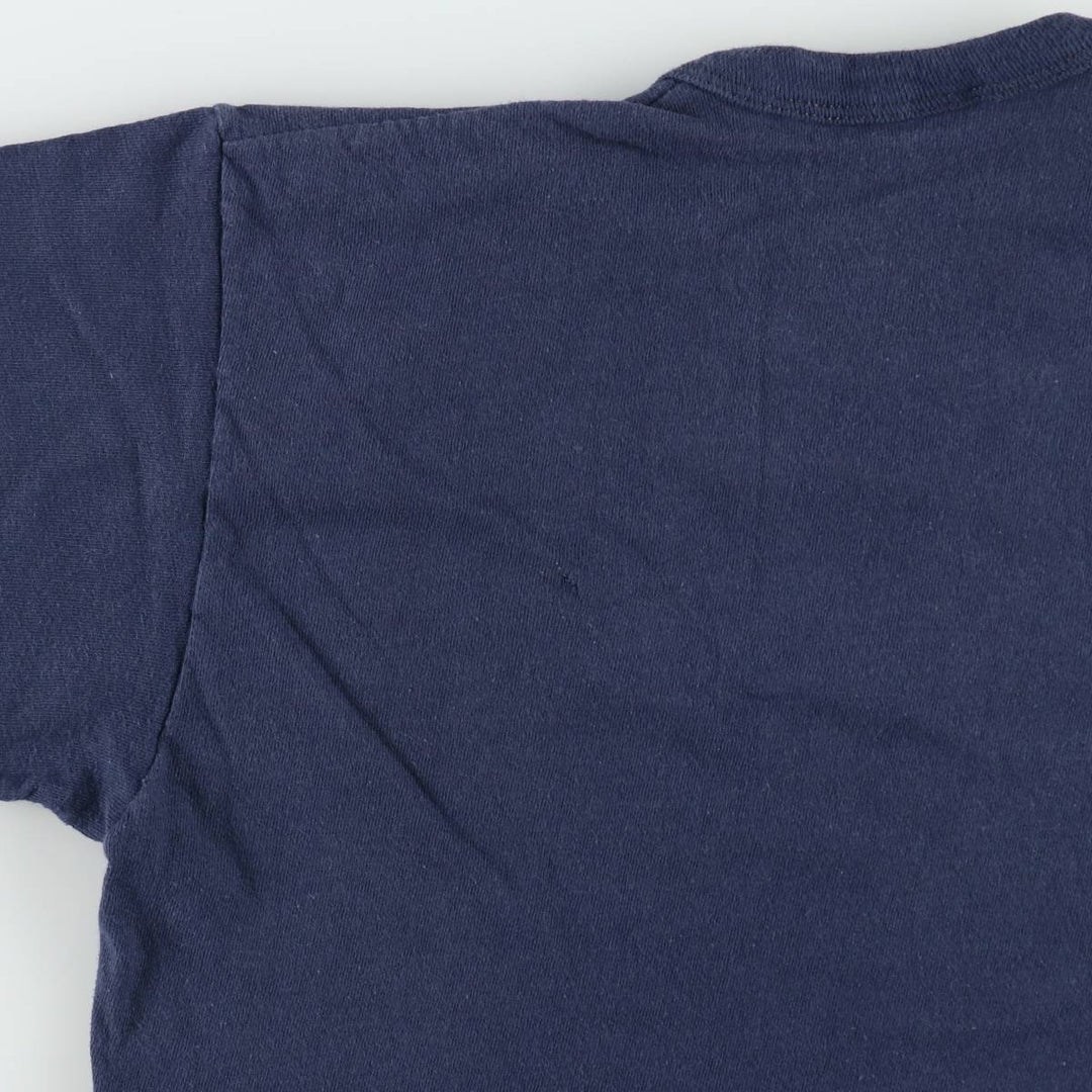 70s-80'S sportswear printed T-shirt, made in USA, men's size XL equivalent, vintage. cotton navy blue type Vintage Second Hand