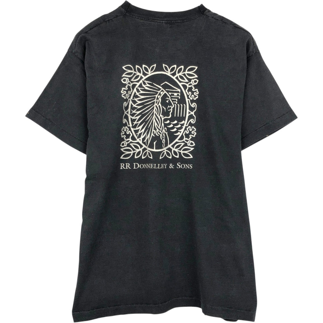 90'S Fruit of the Loom RR Donnelley and Sons Print T-Shirt, Made in USA, Men's Size XL (approx.) cotton black type Vintage Second Hand