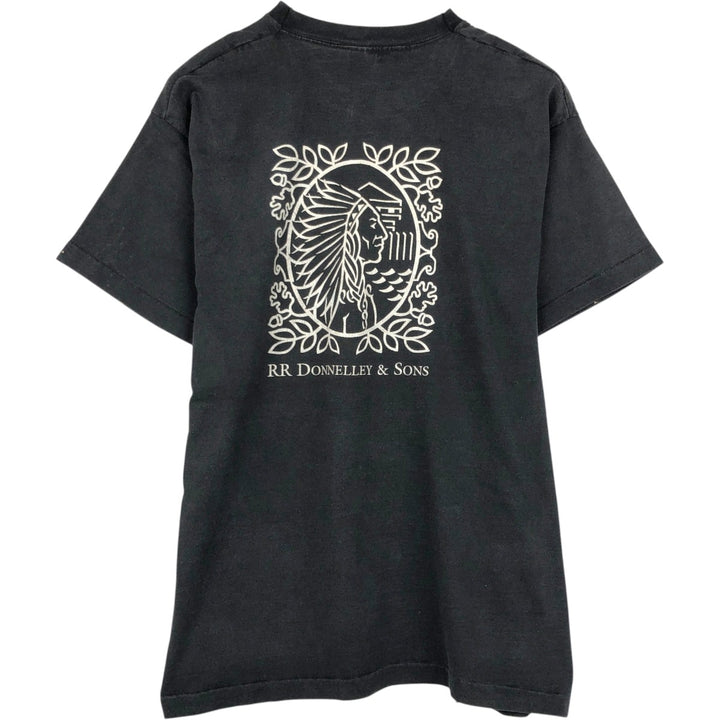 90'S Fruit of the Loom RR Donnelley and Sons Print T-Shirt, Made in USA, Men's Size XL (approx.) cotton black type Vintage Second Hand