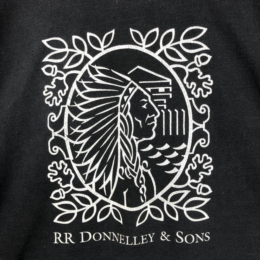 90'S Fruit of the Loom RR Donnelley and Sons Print T-Shirt, Made in USA, Men's Size XL (approx.) cotton black type Vintage Second Hand