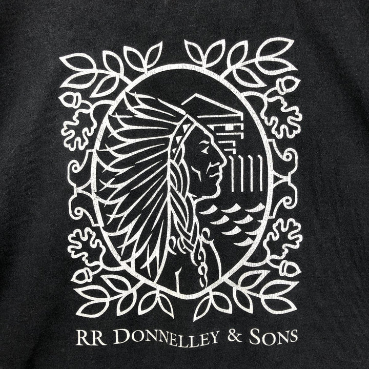 90'S Fruit of the Loom RR Donnelley and Sons Print T-Shirt, Made in USA, Men's Size XL (approx.) cotton black type Vintage Second Hand