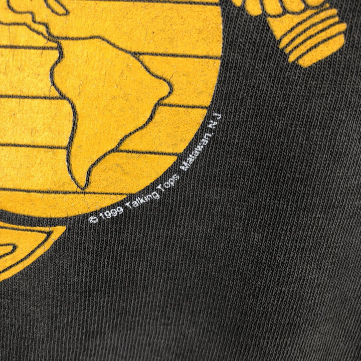 90'S TULTEX US MARINES Parris Island Eagle Pattern Print T-Shirt, Men's Size M (approx.), Vintage cotton black type Vintage Second Hand
