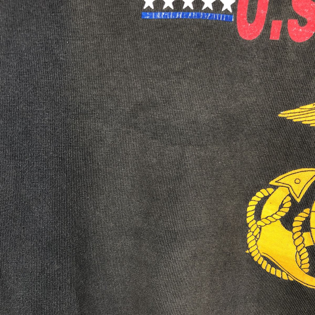 90'S TULTEX US MARINES Parris Island Eagle Pattern Print T-Shirt, Men's Size M (approx.), Vintage cotton black type Vintage Second Hand