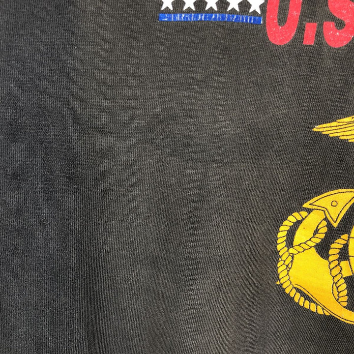 90'S TULTEX US MARINES Parris Island Eagle Pattern Print T-Shirt, Men's Size M (approx.), Vintage cotton black type Vintage Second Hand