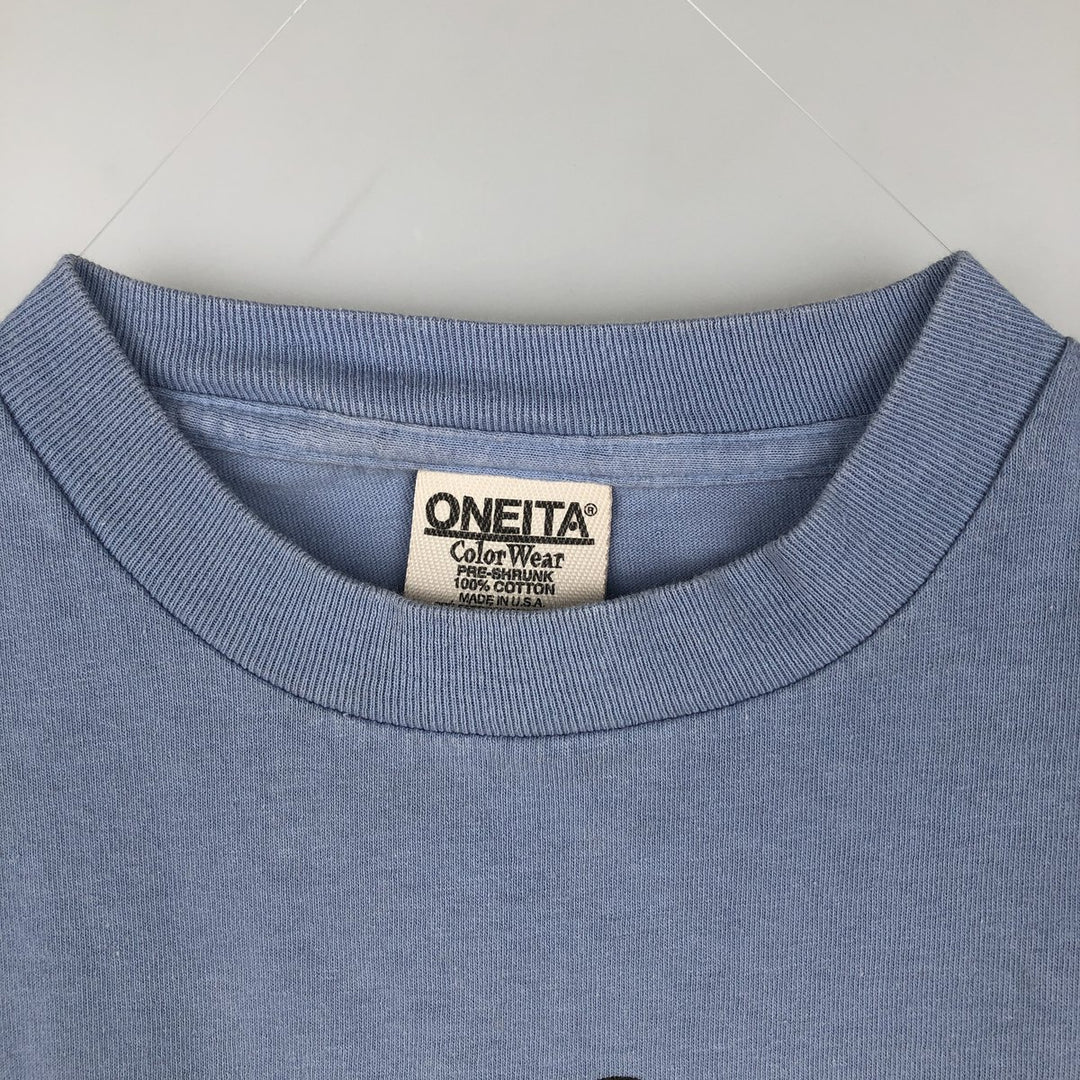 90'S ONEITA Joey Mars Print T-Shirt, Made in USA, Men's Size M (Equivalent), Vintage cotton Blue type light blue Vintage Second Hand