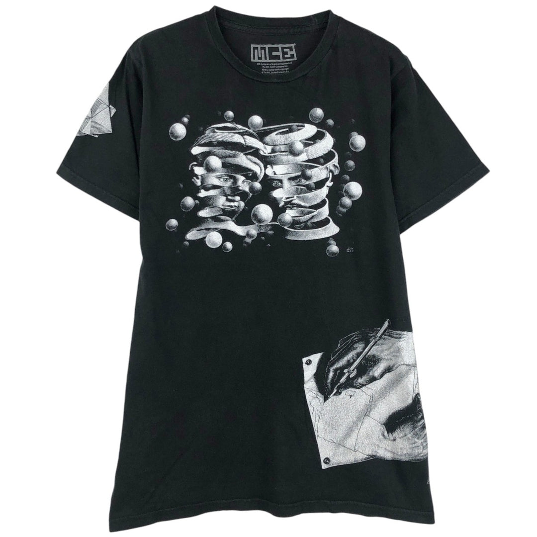 MC Escher Maurits Escher Art T-shirt, Men's Size M cotton black type Vintage Second Hand