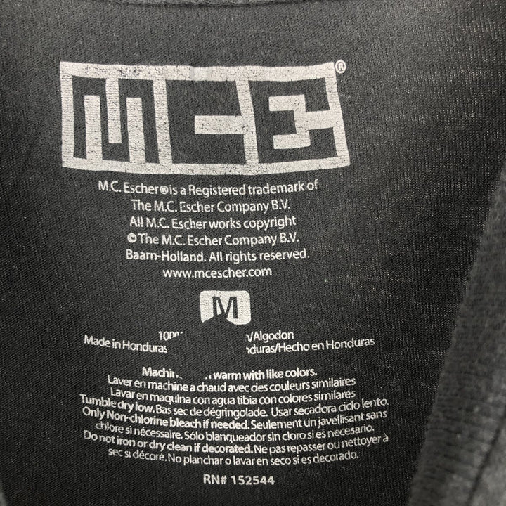 MC Escher Maurits Escher Art T-shirt, Men's Size M cotton black type Vintage Second Hand