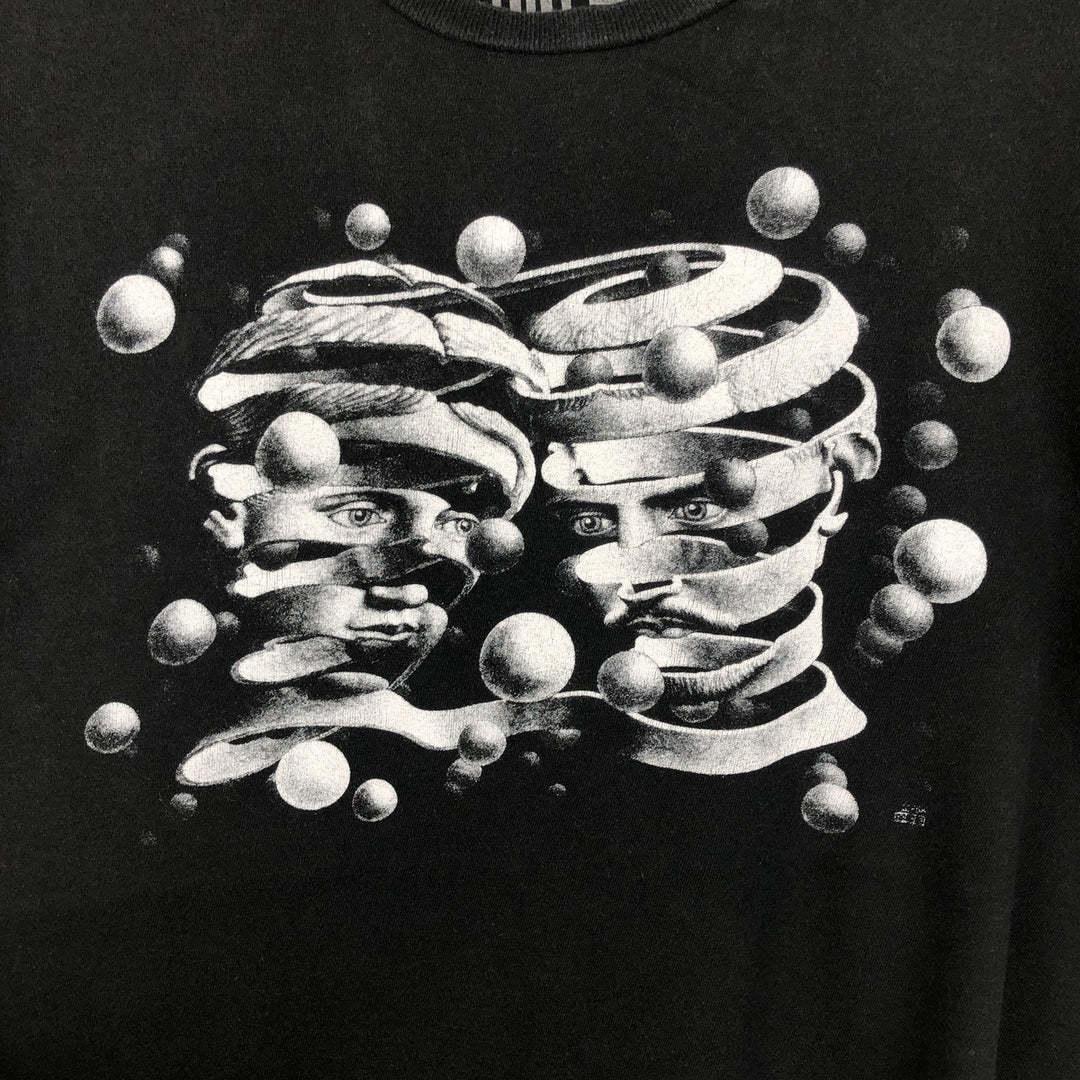MC Escher Maurits Escher Art T-shirt, Men's Size M cotton black type Vintage Second Hand