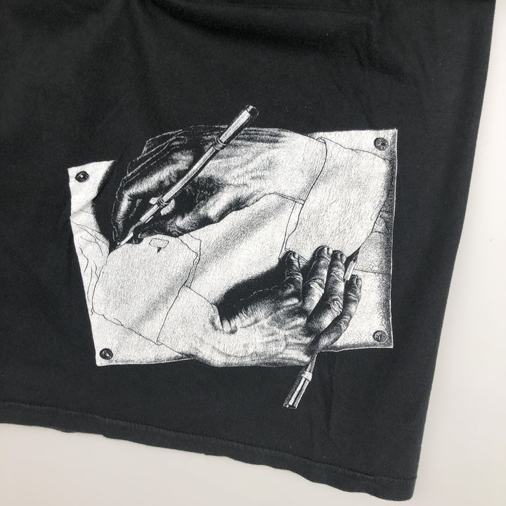 MC Escher Maurits Escher Art T-shirt, Men's Size M cotton black type Vintage Second Hand