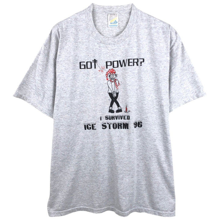 Jerzees ICE STORM '96 Print T-Shirt, Men's Size XL (approx.) cotton gray type Vintage Second Hand