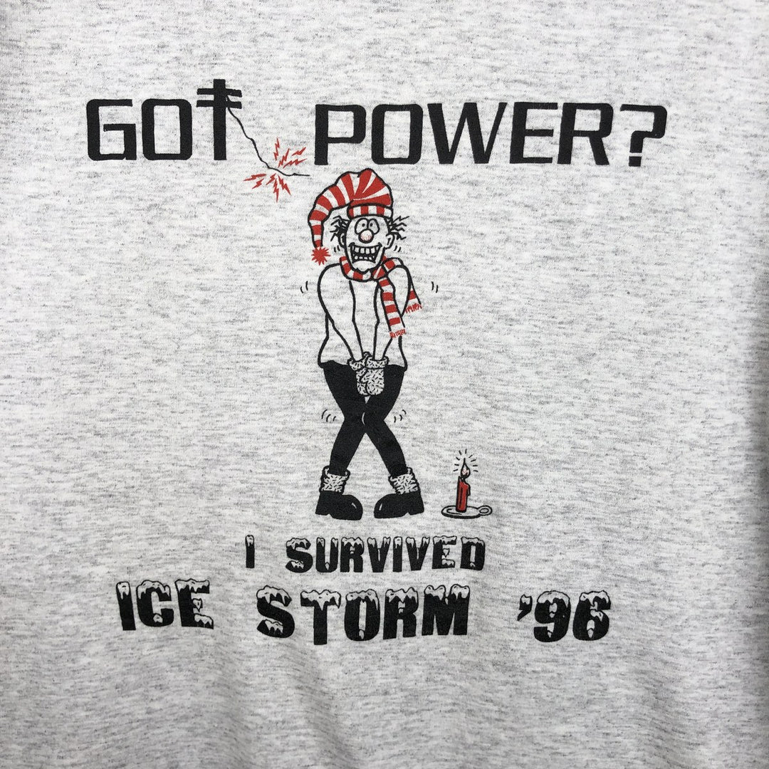 Jerzees ICE STORM '96 Print T-Shirt, Men's Size XL (approx.) cotton gray type Vintage Second Hand