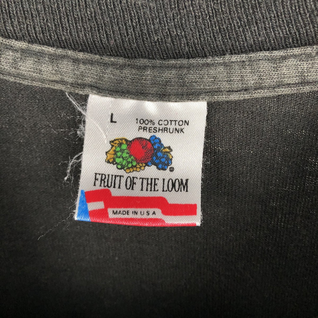 90'S Fruit of the Loom printed T-shirt, made in the USA, men's size L, vintage cotton black type Vintage Second Hand