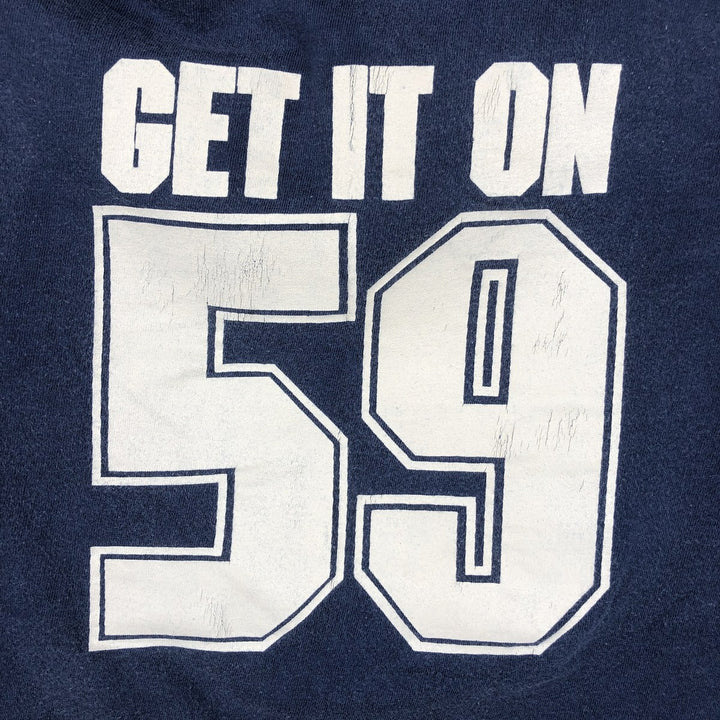 80'S BELTON Print T-Shirt, Made in USA, Men's Size M (Equivalent), Vintage cotton navy blue type Vintage Second Hand