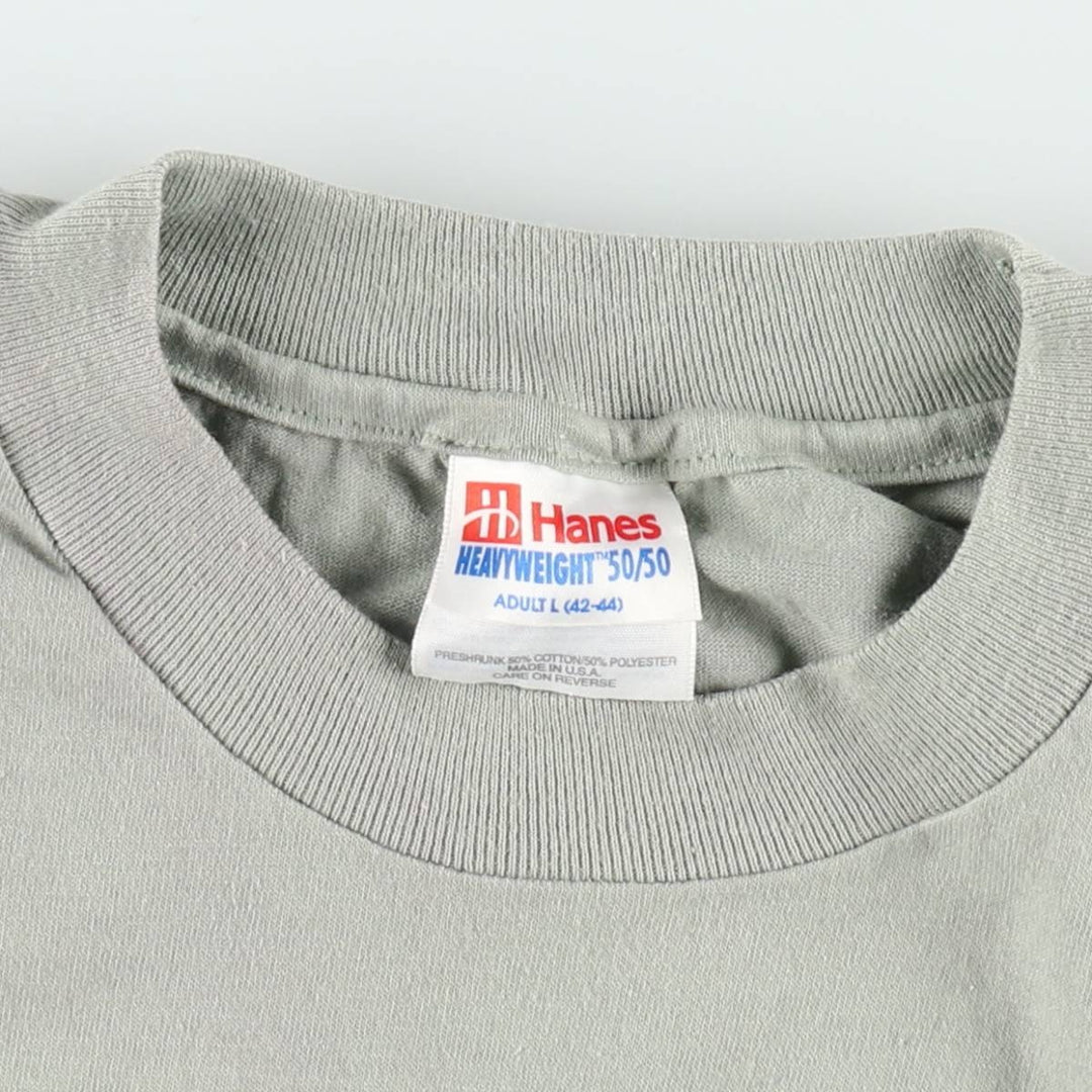 90'S Hanes HEAVYWEIGHT 50 cotton Khaki type sage green Vintage Second Hand