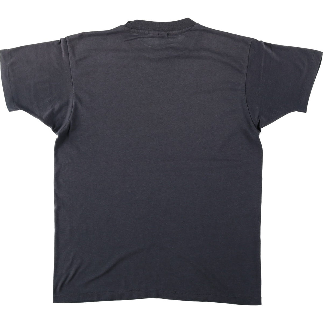 80'S Hanes Fifty-Fifty Blue Tag Printed T-Shirt Made in USA Men's L Size Vintage cotton black type Vintage Second Hand