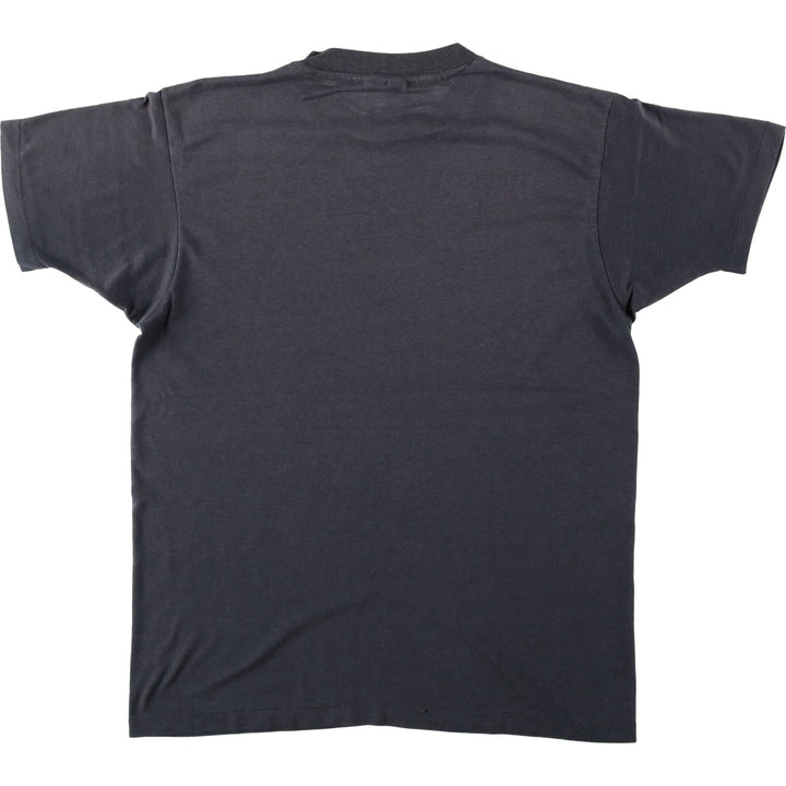 80'S Hanes Fifty-Fifty Blue Tag Printed T-Shirt Made in USA Men's L Size Vintage cotton black type Vintage Second Hand
