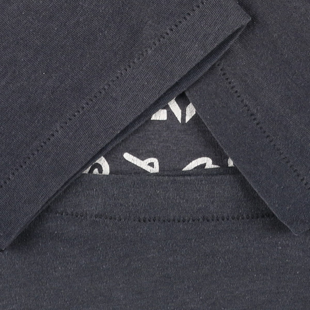 80'S Hanes Fifty-Fifty Blue Tag Printed T-Shirt Made in USA Men's L Size Vintage cotton black type Vintage Second Hand