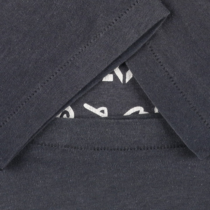 80'S Hanes Fifty-Fifty Blue Tag Printed T-Shirt Made in USA Men's L Size Vintage cotton black type Vintage Second Hand