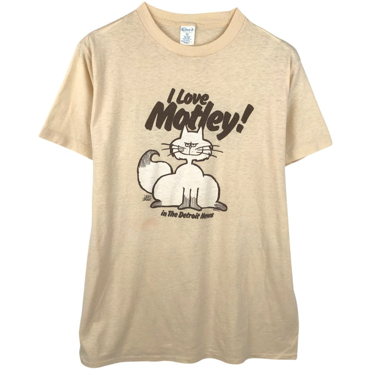 80'S Ched Motley character print T-shirt, made in USA, men's size XL equivalent, vintage. polyester Beige type Vintage Second Hand