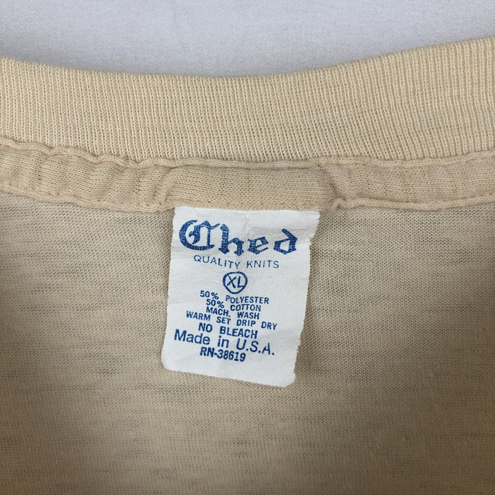 80'S Ched Motley character print T-shirt, made in USA, men's size XL equivalent, vintage. polyester Beige type Vintage Second Hand