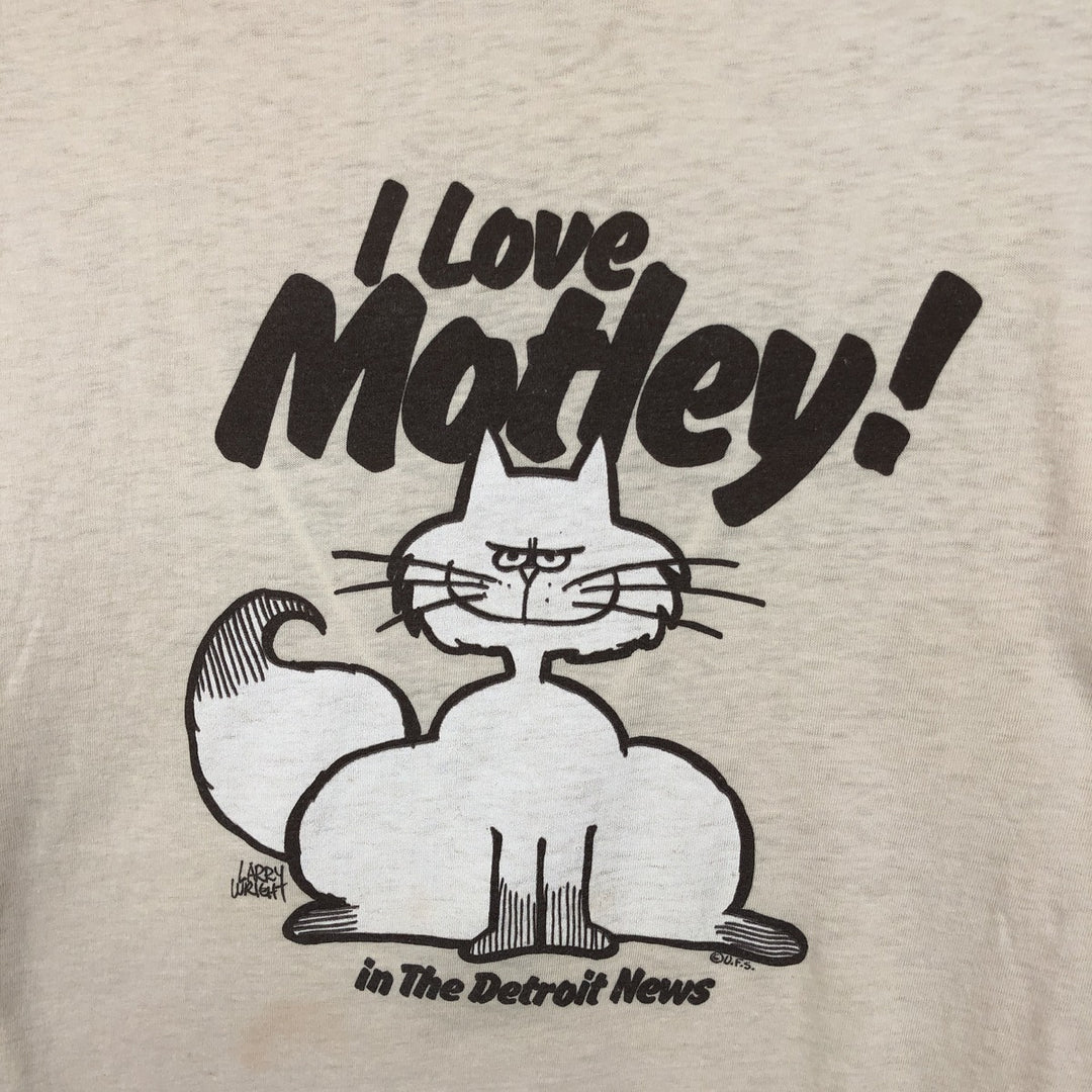 80'S Ched Motley character print T-shirt, made in USA, men's size XL equivalent, vintage. polyester Beige type Vintage Second Hand