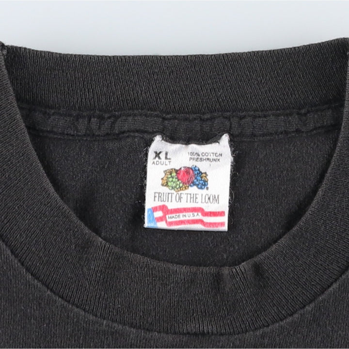 90'S Fruit of the Loom Cow Pattern Print T-Shirt, Made in USA, Men's XL equivalent, Vintage cotton black type Vintage Second Hand