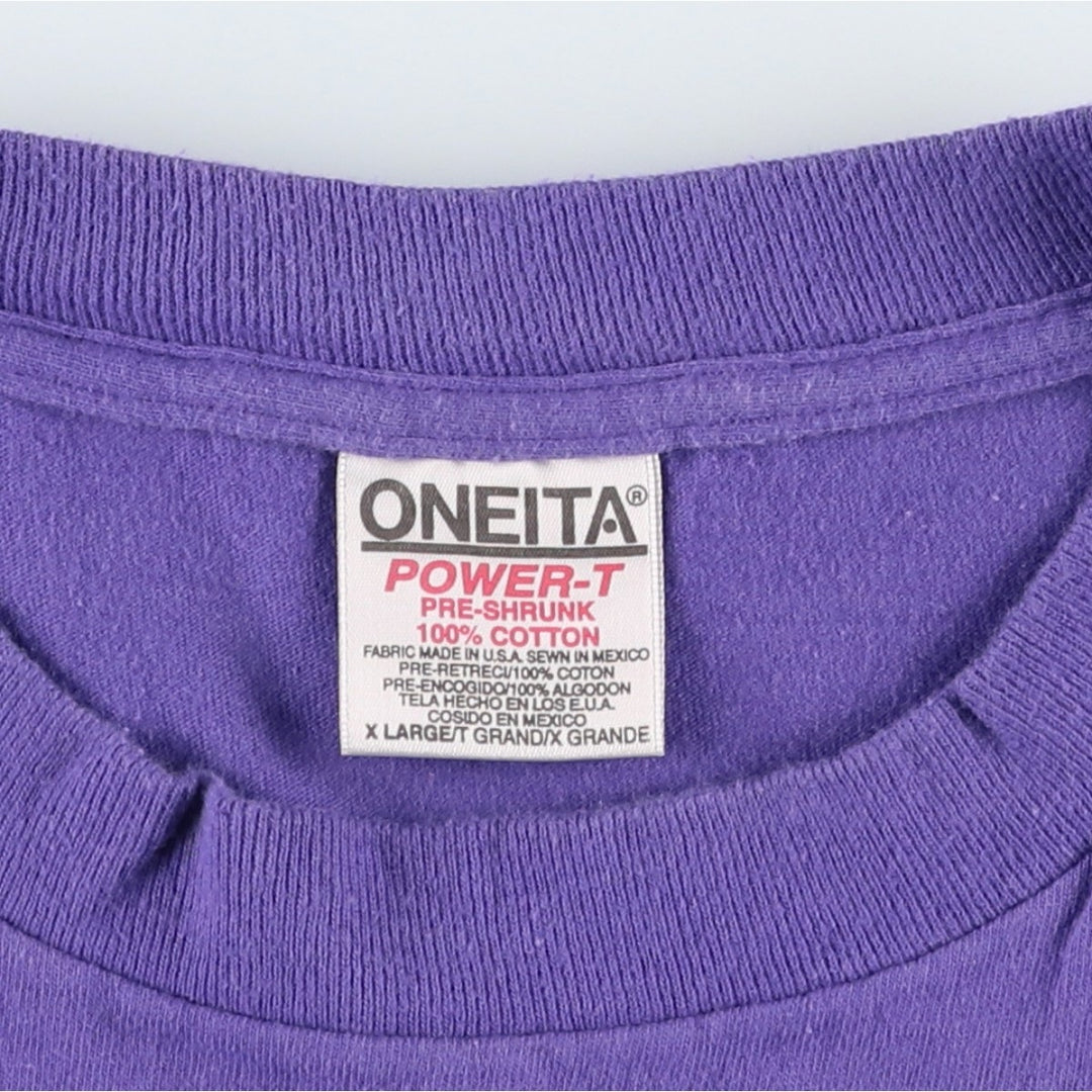 90'S ONEITA POWER-T Print T-Shirt, Men's XL equivalent. cotton purple type Vintage Second Hand