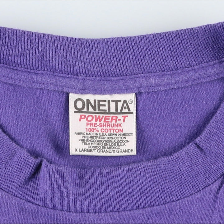 90'S ONEITA POWER-T Print T-Shirt, Men's XL equivalent. cotton purple type Vintage Second Hand