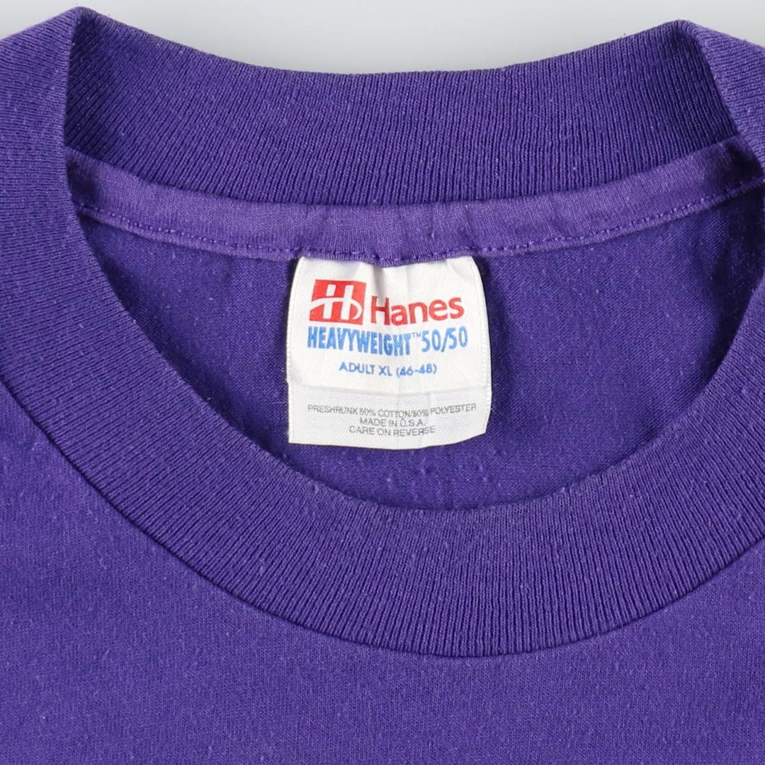 Vintage 90'S Hanes printed T-shirt, made in the USA, men's XL size cotton purple type Vintage Second Hand