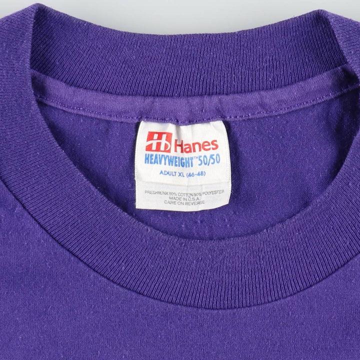 Vintage 90'S Hanes printed T-shirt, made in the USA, men's XL size cotton purple type Vintage Second Hand