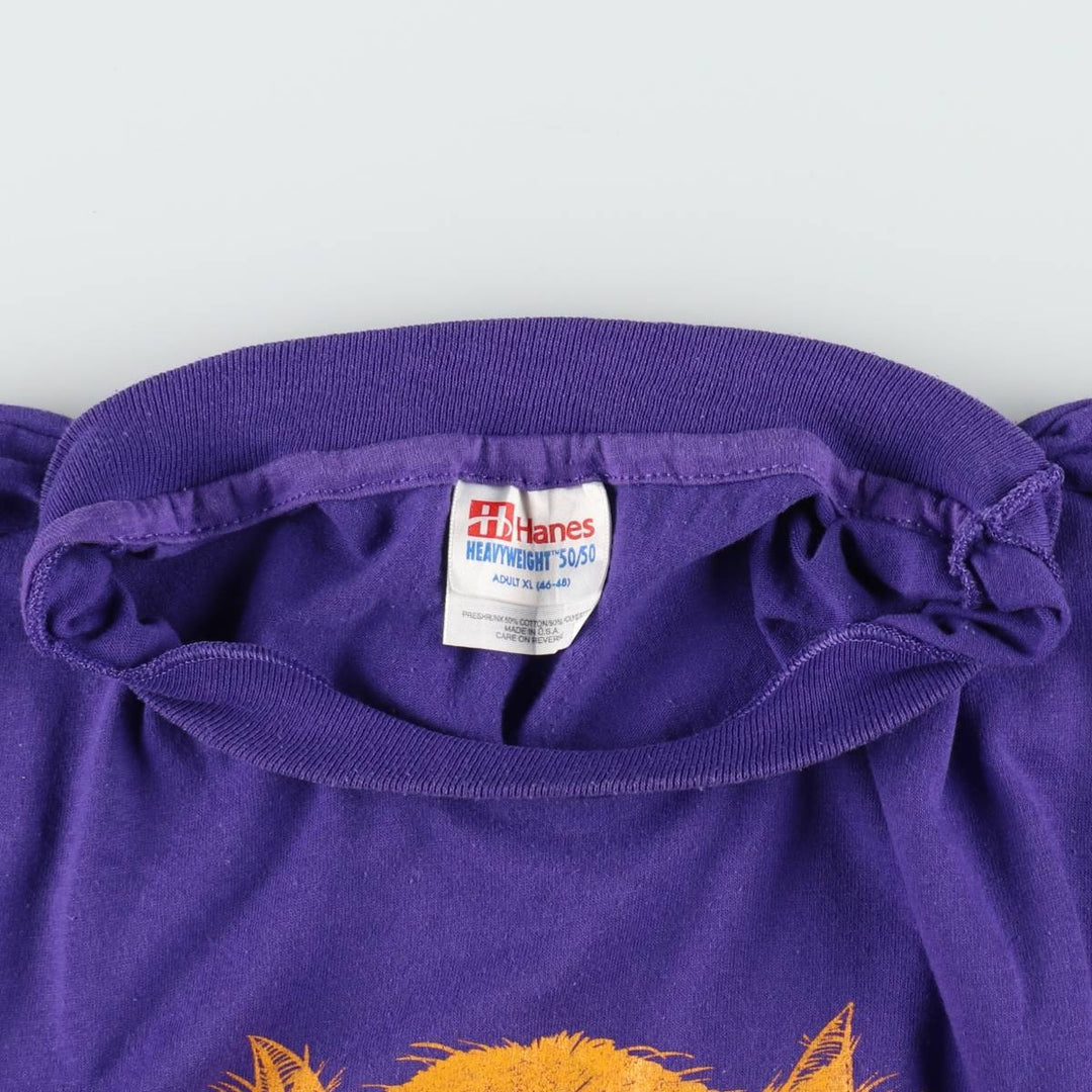 Vintage 90'S Hanes printed T-shirt, made in the USA, men's XL size cotton purple type Vintage Second Hand