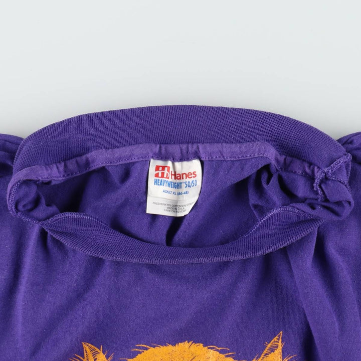 Vintage 90'S Hanes printed T-shirt, made in the USA, men's XL size cotton purple type Vintage Second Hand