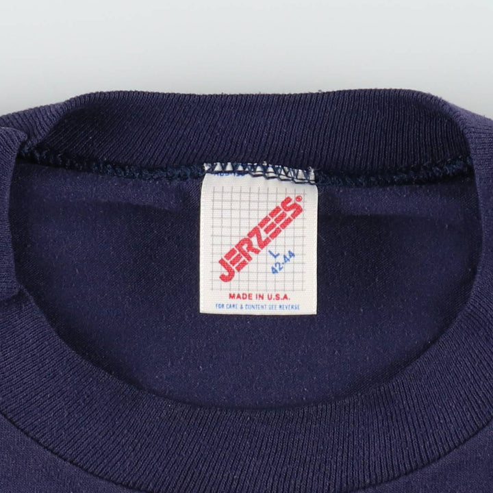 Vintage 80s-90'S Jerzees Message Print T-Shirt, Made in USA, Men's Size L cotton navy blue type Vintage Second Hand