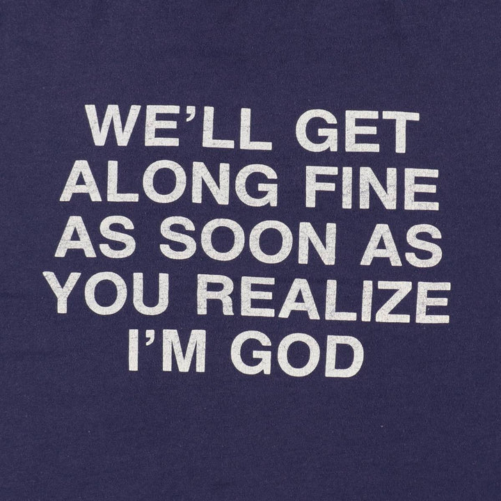 Vintage 80s-90'S Jerzees Message Print T-Shirt, Made in USA, Men's Size L cotton navy blue type Vintage Second Hand