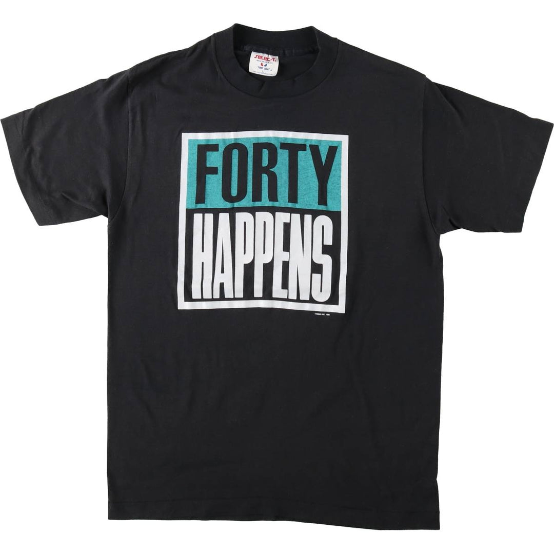 80s-90'S TEE JAYS Print T-Shirt, Made in USA, Men's Size L (Equivalent), Vintage polyester black type Vintage Second Hand