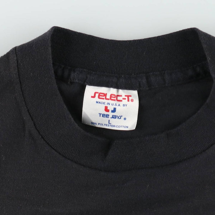 80s-90'S TEE JAYS Print T-Shirt, Made in USA, Men's Size L (Equivalent), Vintage polyester black type Vintage Second Hand