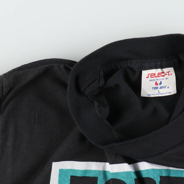 80s-90'S TEE JAYS Print T-Shirt, Made in USA, Men's Size L (Equivalent), Vintage polyester black type Vintage Second Hand