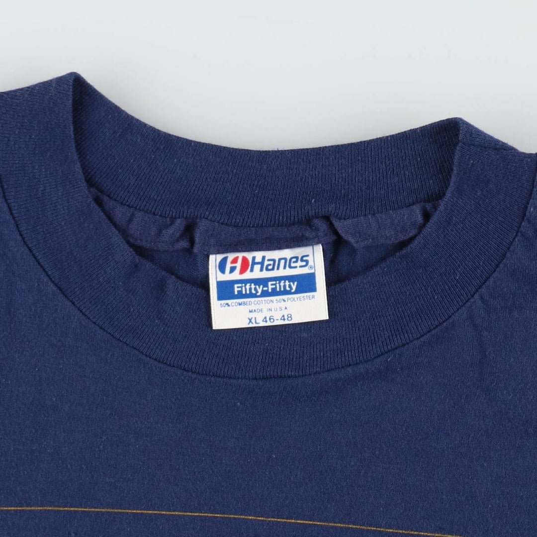 80'S Hanes Periodic Table Print T-Shirt, Made in USA, Men's Size XL (approx.), Vintage cotton navy blue type Vintage Second Hand
