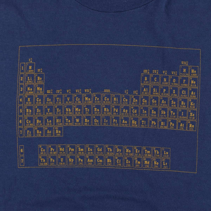 80'S Hanes Periodic Table Print T-Shirt, Made in USA, Men's Size XL (approx.), Vintage cotton navy blue type Vintage Second Hand
