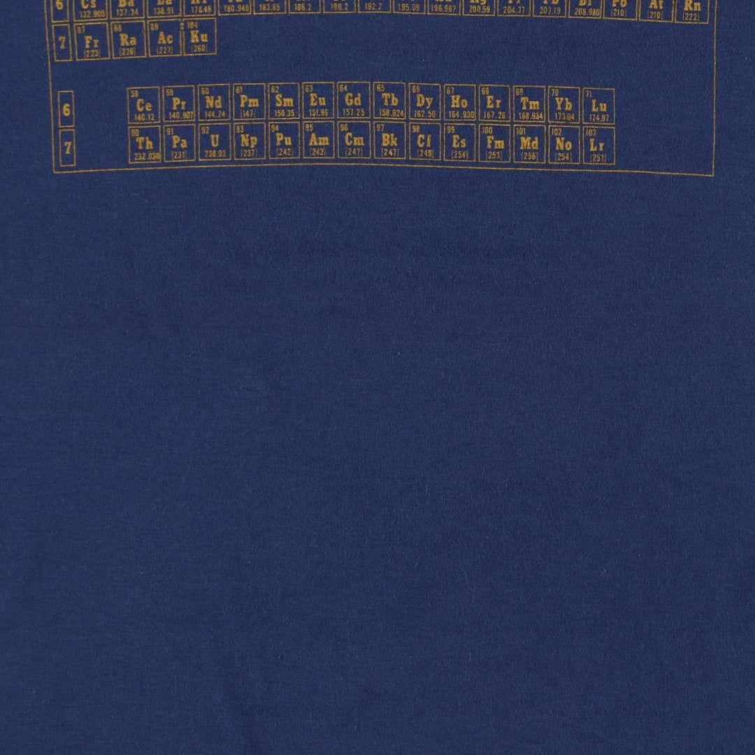 80'S Hanes Periodic Table Print T-Shirt, Made in USA, Men's Size XL (approx.), Vintage cotton navy blue type Vintage Second Hand