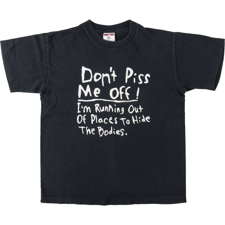 90'S TEE JAYS Message Print T-Shirt, Made in USA, Men's Size M (Equivalent), Vintage cotton black type Vintage Second Hand