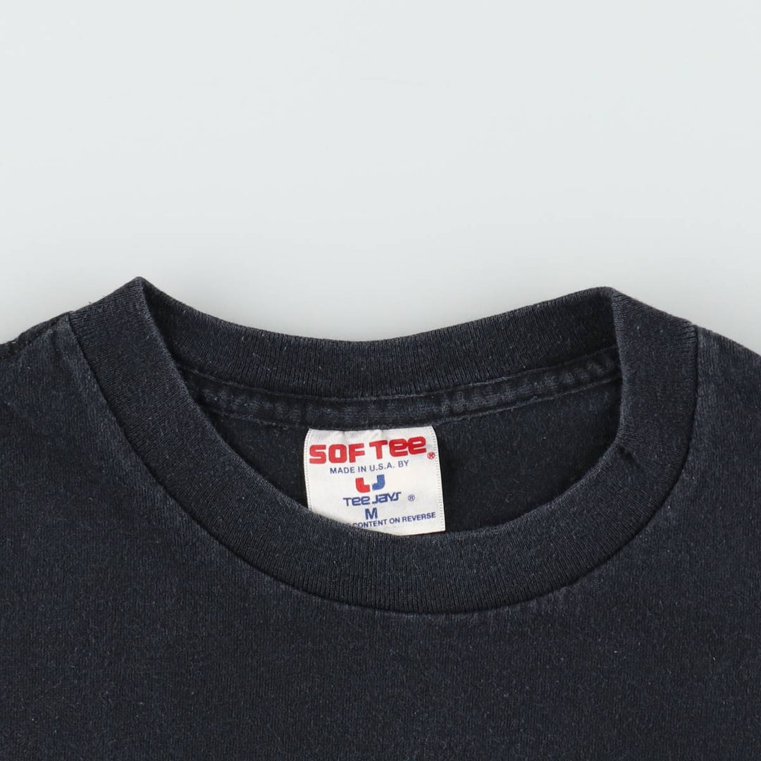 90'S TEE JAYS Message Print T-Shirt, Made in USA, Men's Size M (Equivalent), Vintage cotton black type Vintage Second Hand