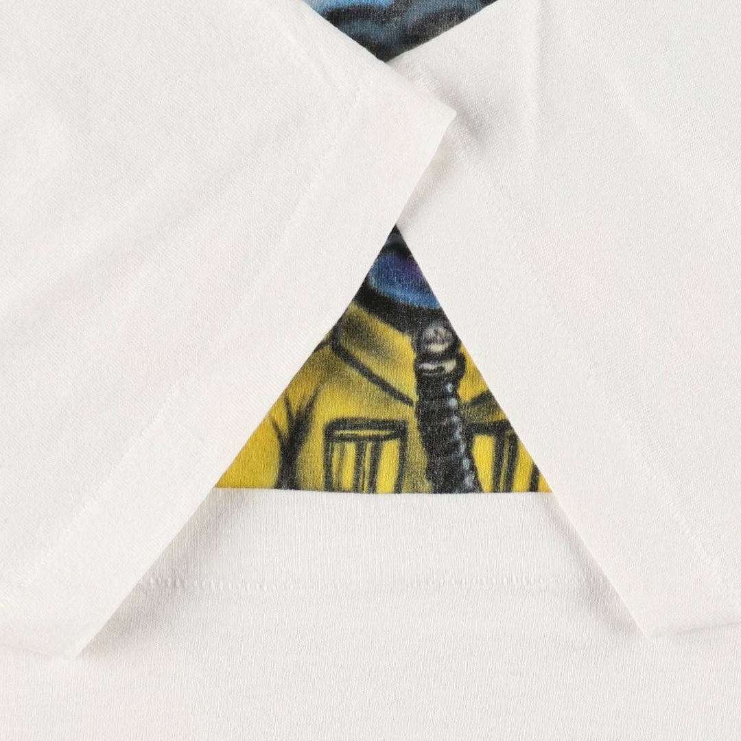 90'S Fruit of the Loom Paint Print T-Shirt, Made in USA, Men's XXL equivalent, Vintage cotton white type Vintage Second Hand
