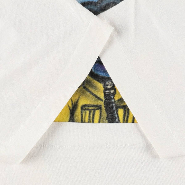 90'S Fruit of the Loom Paint Print T-Shirt, Made in USA, Men's XXL equivalent, Vintage cotton white type Vintage Second Hand