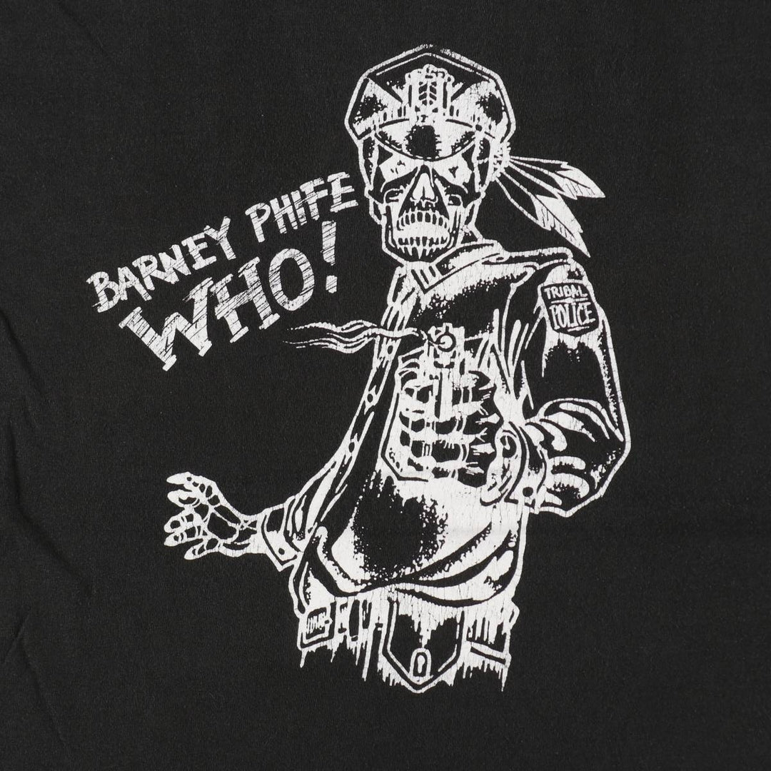 90'S Fruit of the Loom Skull Pattern Message Print T-Shirt, Made in USA, Men's Size L (Equivalent), Vintage cotton black type Vintage Second Hand