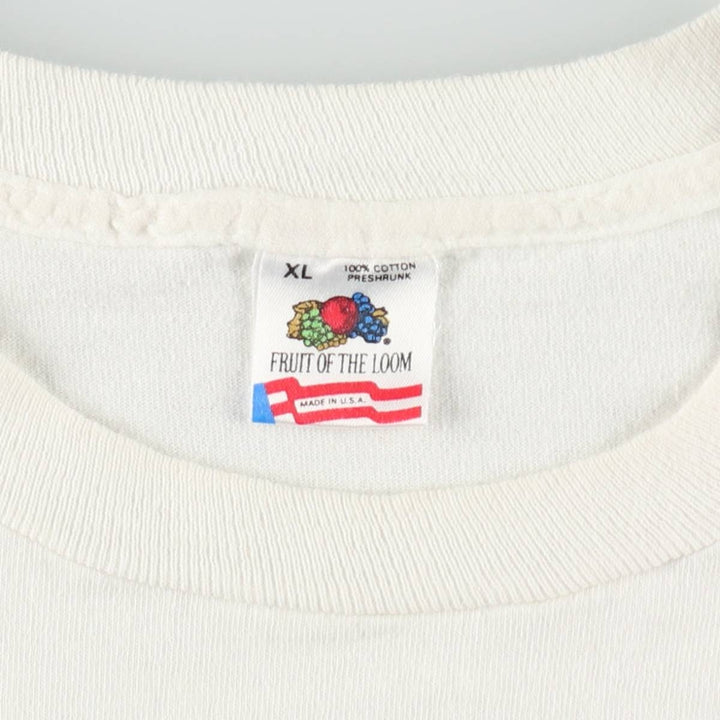 90'S Fruit of the Loom printed T-shirt, made in the USA, men's XL size, vintage cotton white type Vintage Second Hand