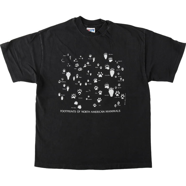 90'S Hanes BEEFY-T Printed T-shirt, Made in USA, Men's L size, Vintage cotton black type Vintage Second Hand